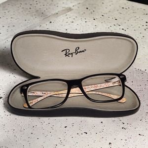 Ray Ban RB 5228 5014 53-17-140 - Black Eyeglasses Frames Only White Logo W/ Case